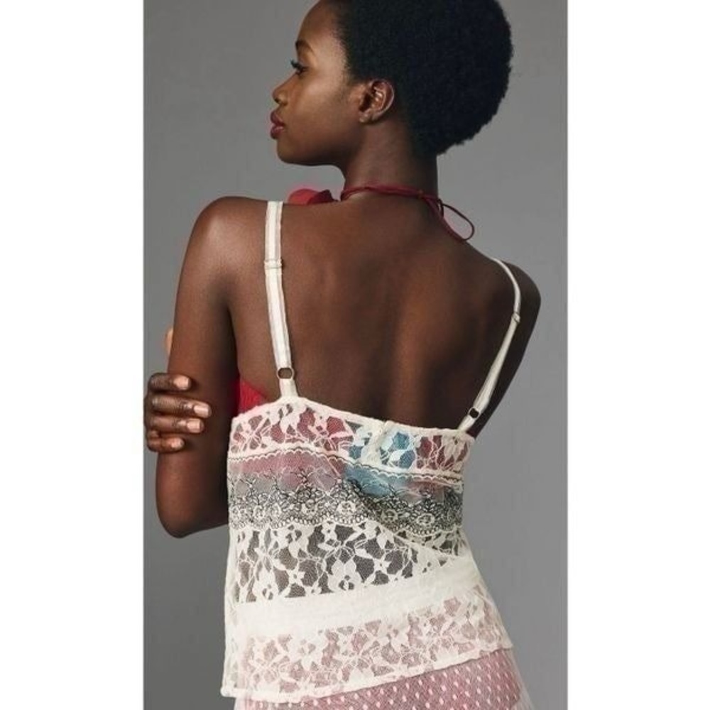 Anthropologie Cream Lace Chemise with Floral Design - Picture 11 of 11
